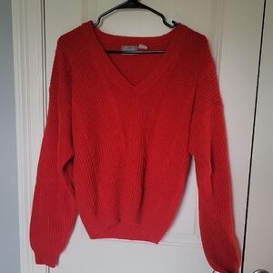 Vintage 80s Clovelly Red V-Neck Sweater